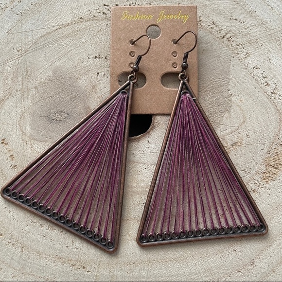 BOHO Triangle Dangle Earrings NEW - Picture 2 of 2